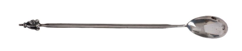 A mid 20th century Dutch silver cocktail mixing spoon, sword mark .