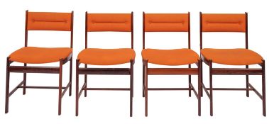 A set of four Danish morado wood (machaerium scleroxylon) side chairs, probably by Dyrlund,
