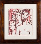 *Edward Wolfe RA (South African/ British, 1897-1982) - Family - Pen and ink - 22 x 20cm - 36.5 x 34.