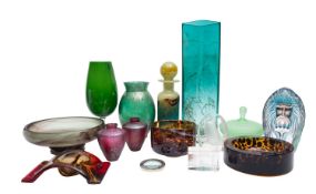 A collection of art glass,