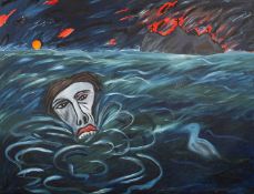 *Michael Mulcahy (Irish, b 1952) - Pandora's Box - Oil on canvas (unframed) - 158 x 206cm - Signed,
