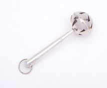 An Elizabeth II silver baby's rattle by D.W.
