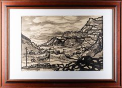 David Smith (British, 1920-1999) - Welsh Slate Quarry - Ink wash drawing - 36.5 x 54cm - 59.5 x 82.