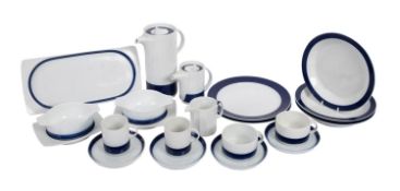 A Thomas porcelain dinner service, with blue trim decoration.