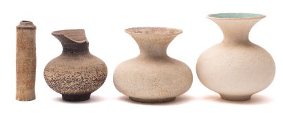 *Waistel Cooper [1921 - 2003] a white stoneware vase of squat globular form with flaring neck with