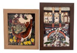 Two Moorcroft pottery plaques the first entitled 'Jock VI' after the original by Rachel Bishop,