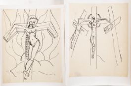 *Edward Wolfe (South African/ British, 1897-1982) - Folio of unframed drawings in ink, pastel,