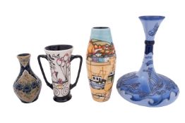 Four Moorcoft pottery vases, comprising Yacht Centenary after a McIntyre original,