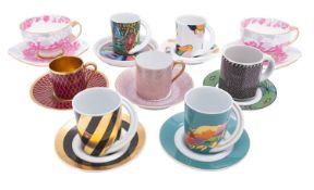 Seven Rosenthal espresso cups and saucers, including four Studio Line examples,