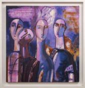 Paul Rattigan (20th century) - The young elders from Salt Lake City - Oil on canvas - 109 x 105cm