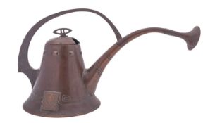 A copper watering can in German Secessionist Art Nouveau style,