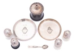 A mid 20th century Danish silver and Bakelite cruet set by Carl. M.