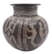Ladi Kwali [1925-1984] a stoneware water pot incised with panels of animals and fish,
