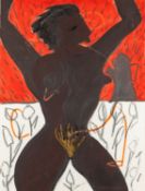 *Michael Mulcahy (Irish, b 1952) - Entertainer II - Mixed media on paper - 76 x 57.