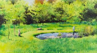 *Richard Thorn (British, b.1952) - Garden design - Watercolour - 29.5 x 52.5cm - 51.