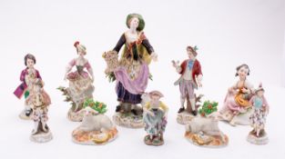 A mixed lot of Continental porcelain fig