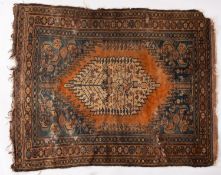 A Caucasian rug, the indigo field with a