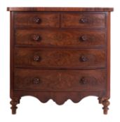 A Victorian mahogany bow fronted chest,