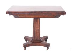 A Victorian rosewood rectangular card table,