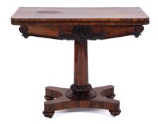A Victorian rosewood rectangular card ta