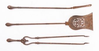 Two sets of George III steel fire irons,