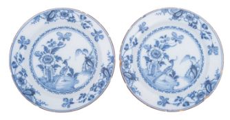 A pair of London delft plates, each pain