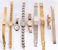 A collection of lady's wristwatches two signed Tissot, three signed Sekonda, Accurist,