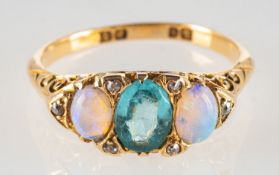 A Victorian three stone ring,