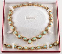 An opal necklace and matching opal bracelet,