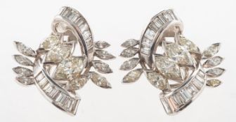 A pair of Art Deco diamond ear clips,