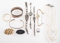 A mixed group of silver and costume jewellery,