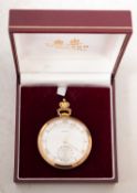 Garrad an 9ct gold pocket watch, the silvered dial having gold Roman numerals, baton hands,