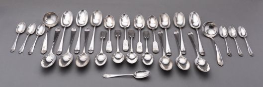 An early 20th century canteen of silver plated Onslow pattern flatware by Elkington & Co.