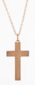 A 15ct gold cross pendant with chain,