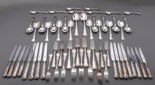 A mid 20th century silver plated canteen of Kings pattern flatware by Roberts, Belk & Co, Sheffield,