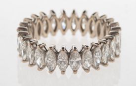 A marquise-cut diamond full eternity ring, claw set with twenty-six marquise-cut diamonds,