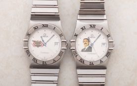Omega Constellation a pair of gentleman's wristwatches the stainless-steel dial with Roman numerals