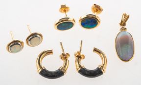 A mixed group of mainly opal set jewellery,