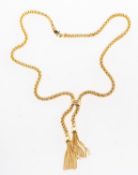 A tassel lariat style necklace,