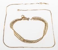 A bracelet and a chain, a 'figure of eight' link bracelet (bracelet broken and twisted),