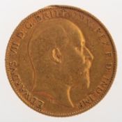 A half sovereign, an Edward VII 1903 half sovereign, 3.9grams.