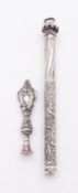 A Victorian silver sealing wax case by Samuel Jacob, London 1892, the domed hinged lid with ring,