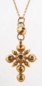 An antique diamond cross pendant with chain, possibly 18th century,