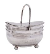 A George III silver tea caddy by Rebecca & William Emes, London 1808, of barge shape,