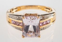 A kunzite, pink sapphire and diamond ring,