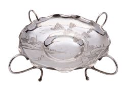A mid 20th century Chinese Export silver bon bon dish tazza probably by Wing Nam & Co, 1875-1920,