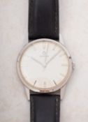 Omega a 1960s gentleman's wristwatch the round cream dial having raised baton numerals and hands,