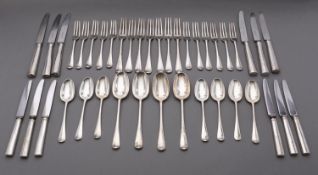 An Elizabeth II canteen of silver flatware Hanoverian Rat-Tail pattern by H.
