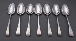 A set of three George III Old English table spoons by William Eley II & William Fearn, London 1803,