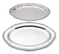 A pair of George III silver serving dishes by Robert Sharp, London 1788, of shaped oval form,
